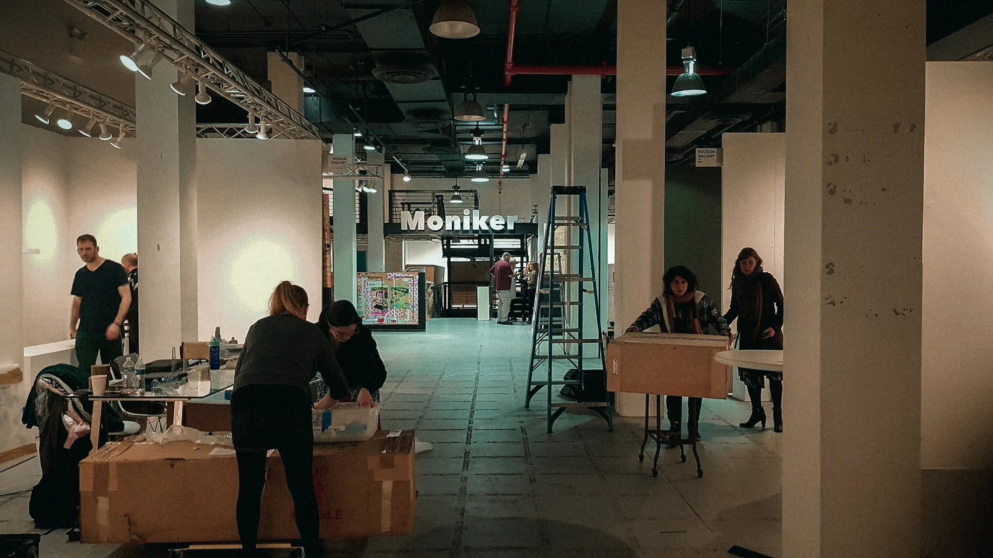 The Moniker stand being installed before the fair opened
